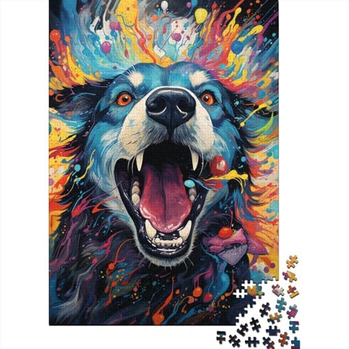 Puzzle für Erwachsene, 1000 Teile, farbenfrohe psychedelische Katzen-Puzzles für Erwachsene, Holzplatten-Puzzles, tolle Geschenke für Weihnachten, 50 x 75 cm von LiJianXXXB