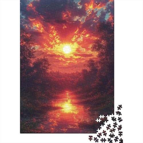 Puzzle für Erwachsene, 1000 Teile, farbenfroher Sonnenuntergang, Puzzle für Erwachsene und Kinder, Holzbrett-Puzzle, Familienunterhaltungsspielzeug, Größe: 75 x 50 cm von LiJianXXXB