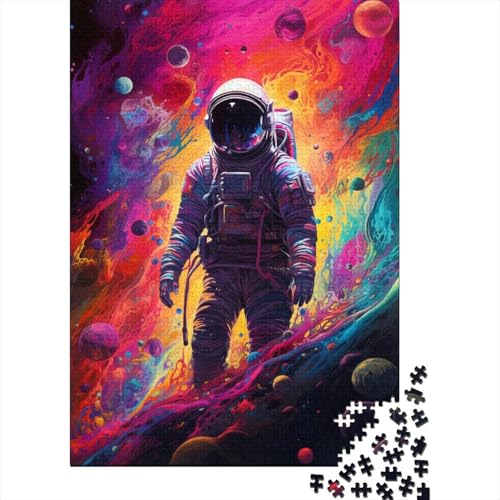 Puzzle für Erwachsene, 1000 Teile, farbenfrohes Astronauten-Puzzle für Erwachsene und Kinder, Holzbrett-Puzzle, Spielzeug, Denkspiel, Größe: 75 x 50 cm von LiJianXXXB