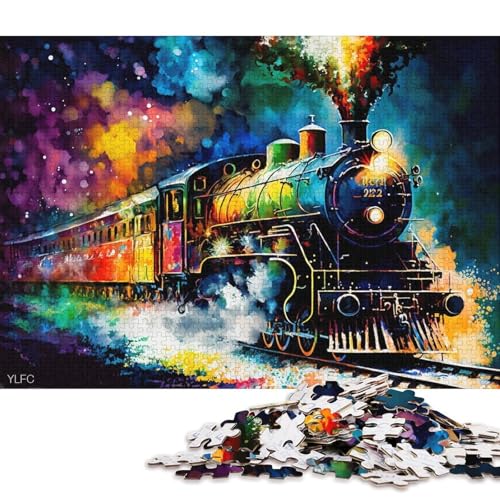 Puzzle für Erwachsene, 1000 Teile, farbenfrohes Dampfzug-Puzzle für Erwachsene, Kartonpuzzle, interessantes Puzzle zur Stressreduzierung (Größe 38 * 26 cm) von LiJianXXXB