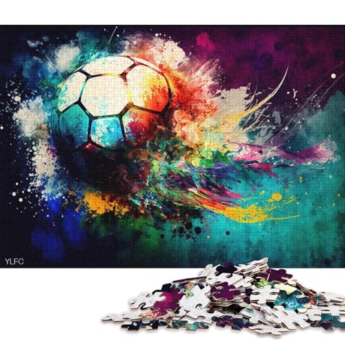 Puzzle für Erwachsene, 1000 Teile, farbenfrohes Fußball-Puzzle für Erwachsene, Holzpuzzle, Lernpuzzle, Familienspiel (Größe 75 * 50 cm) von LiJianXXXB