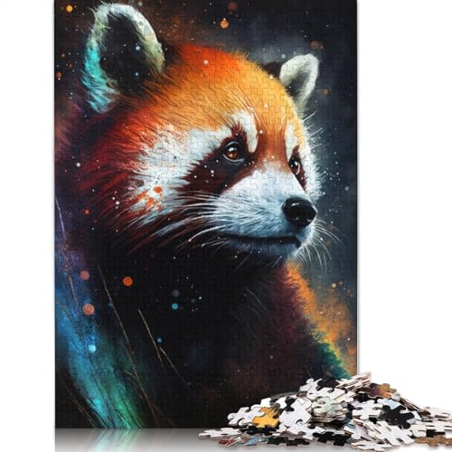 Puzzle für Erwachsene, 1000 Teile, farbenfrohes Graffiti, roter Panda, Puzzle für Erwachsene und Kinder, Holzpuzzle, Spielzeug, Denkspiel, 75 x 50 cm von LiJianXXXB