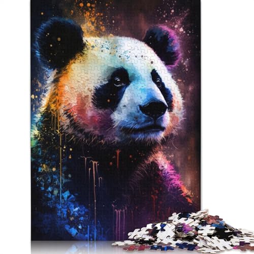 Puzzle für Erwachsene, 1000 Teile, farbenfrohes Graffiti-Panda-Puzzle für Erwachsene und Kinder, Holzpuzzle, Spielzeug, Denkspiel, 75 x 50 cm von LiJianXXXB