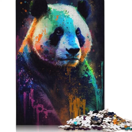 Puzzle für Erwachsene, 1000 Teile, farbenfrohes Graffiti-Panda-Puzzle für Erwachsene und Kinder, Kartonpuzzle, Spielzeug, Denkspiel, 38 x 26 cm von LiJianXXXB