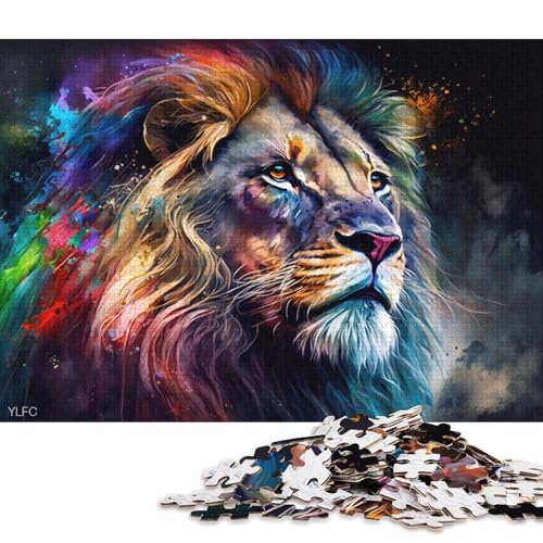 Puzzle für Erwachsene, 1000 Teile, farbenfrohes Löwen-Puzzle für Erwachsene, Kartonpuzzle, lustiges Geschenk (Größe 38 * 26 cm) von LiJianXXXB