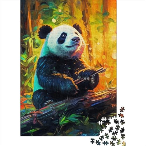 Puzzle für Erwachsene, 1000 Teile, farbenfrohes Panda-Kunst-Puzzle für Erwachsene und Kinder, Holzbrett-Puzzle, Spielzeug, Denkspiel, Größe: 75 x 50 cm von LiJianXXXB