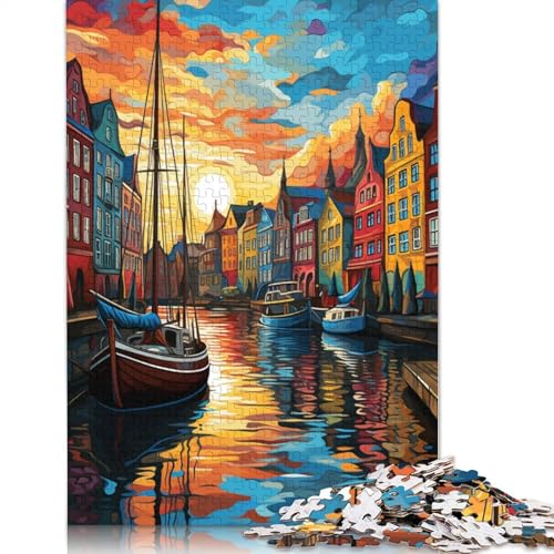 Puzzle für Erwachsene, 1000 Teile, farbenfrohes psychedelisches Stadtpuzzle für Erwachsene, Kartonpuzzle, Familienunterhaltungsspielzeug, Größe 38 x 26 cm von LiJianXXXB