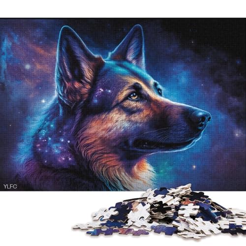 Puzzle für Erwachsene, 1000 Teile, kosmischer Deutscher Schäferhund, Puzzle für Erwachsene, Kartonpuzzle, interessantes Puzzle zur Stressreduzierung (Größe 38 * 26 cm) von LiJianXXXB