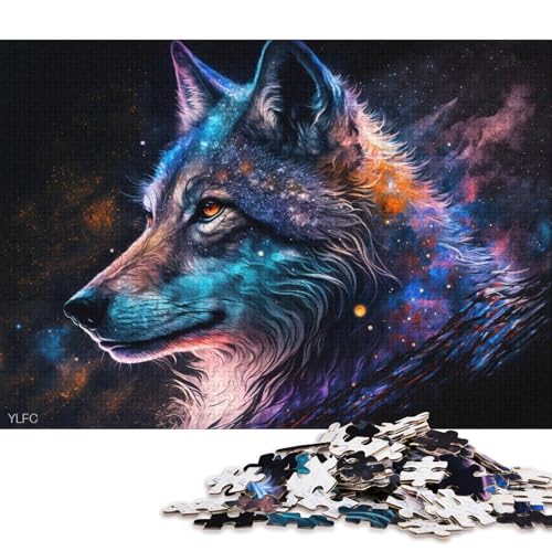 Puzzle für Erwachsene, 1000 Teile, kosmisches Galaxie-Wolf-Puzzle für Erwachsene, Holzpuzzle, interessantes Puzzle zur Stressreduzierung (Größe 75 * 50 cm) von LiJianXXXB