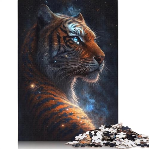 Puzzle für Erwachsene, 1000 Teile, kosmisches Tier-Tiger-Puzzle, Geschenk, Holzpuzzle, Lernspiel, Herausforderungsspielzeug, Größe: 75 x 50 cm von LiJianXXXB