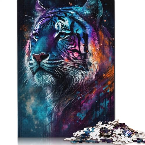 Puzzle für Erwachsene, 1000 Teile, kosmisches Tiger-Graffiti, Puzzle für Erwachsene und Kinder, Papppuzzle, Spielzeug, Denkspiel, 38 x 26 cm von LiJianXXXB