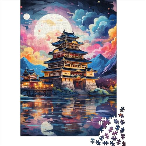 Puzzle für Erwachsene, 1000 Teile, psychedelisches Matsumoto-Schloss bei Nacht, Puzzle für Erwachsene, Holzpuzzle, Lernspielzeug, Familienspiele (Größe 75 x 50 cm) von LiJianXXXB