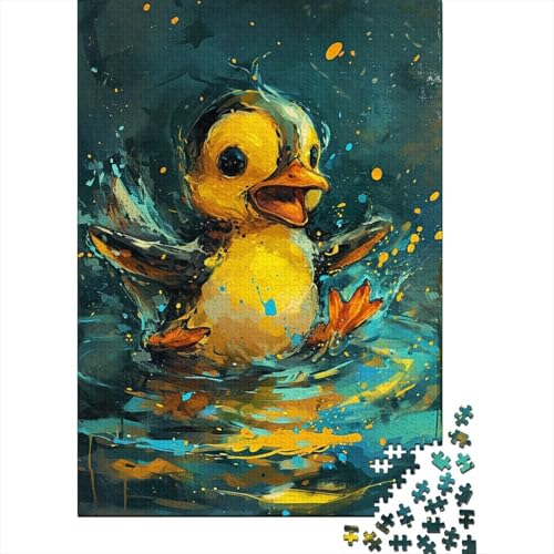 Puzzle für Erwachsene, 1000 Teile, süße kleine gelbe Ente, Puzzle für Erwachsene und Kinder, Holzbrett-Puzzle, Spielzeug, Denkspiel, Größe: 75 x 50 cm von LiJianXXXB