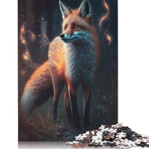 Puzzle für Erwachsene, 1000 Teile, süßes Kunst-Fuchs-Puzzle für Erwachsene, Kartonpuzzle, Heimdekoration, 38 x 26 cm von LiJianXXXB