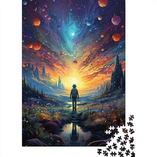 Puzzle für Erwachsene, 1000 farbenfrohe psychedelische Wildnis-Puzzles für Holzbrett-Puzzles, Familienaktivität, 50 x 75 cm von LiJianXXXB