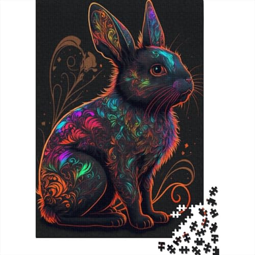 Puzzle für Erwachsene, 1000-teiliges Kaninchen-Puzzle für Erwachsene, Holzpuzzle, Lernspiel, Herausforderungsspielzeug (Größe 75 x 50 cm) von LiJianXXXB