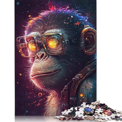 Puzzle für Erwachsene, AFFE mit Brille, 1000-teiliges Puzzle, Holzpuzzle für Erwachsene und Kinder ab 12 Jahren, entspannendes, geistiges Lernspielzeug, Größe: 75 x 50 cm von LiJianXXXB