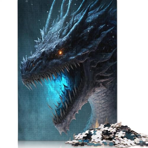 Puzzle für Erwachsene, Art Ice Dragon, 1000-teiliges Puzzle für Erwachsene, Kartonpuzzle für Erwachsene und Kinder ab 12 Jahren, Puzzle, tolles Geschenk für Erwachsene, 38 x 26 cm von LiJianXXXB