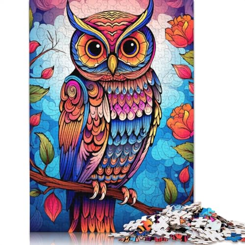 Puzzle für Erwachsene, Bunte Eulenkunst, Puzzle 1000 Teile, Kartonpuzzle für Erwachsene und Kinder ab 12 Jahren, Entspannungspuzzlespiele, 38 x 26 cm von LiJianXXXB