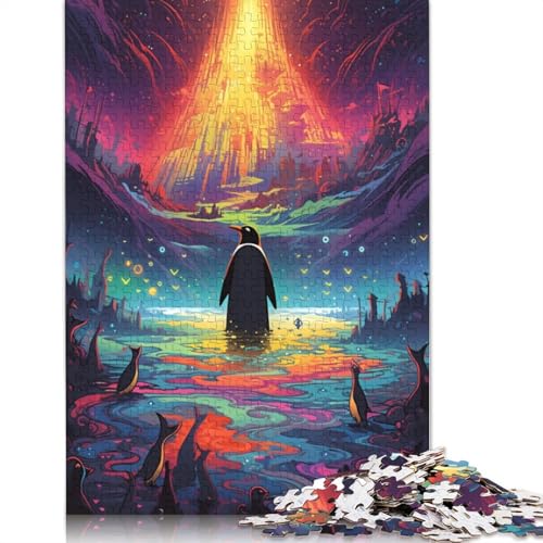 Puzzle für Erwachsene, Bunte Pinguine, 1000 Teile, Kartonpuzzle für Erwachsene und Kinder ab 12 Jahren, schwierig und herausfordernd, Größe 38 x 26 cm von LiJianXXXB