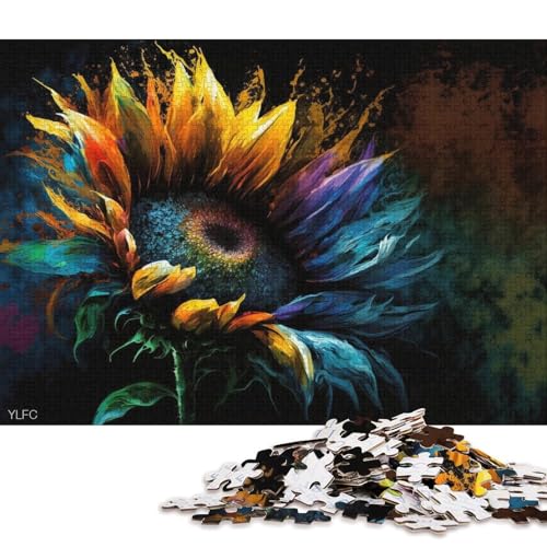 Puzzle für Erwachsene, Bunte Sonnenblume, Puzzle für Erwachsene, 1000 Teile, Kartonpuzzle für Erwachsene und Familien, Spielzeug, Denkspiel (Größe 38 * 26 cm) von LiJianXXXB