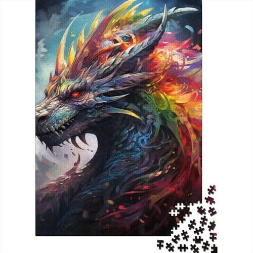 Puzzle für Erwachsene, Bunter Drache, 1000-teiliges Puzzle, Holzpuzzle, geeignet für Erwachsene und Kinder ab 12 Jahren, tolles Geschenk für Erwachsene (Größe 75 x 50 cm) von LiJianXXXB