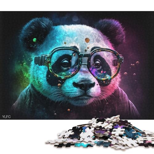 Puzzle für Erwachsene, Bunter Panda mit Brille, 1000-teiliges Puzzle, Holzpuzzle für Erwachsene und Kinder ab 12 Jahren, tolle Geschenke zu Weihnachten, 75 x 50 cm von LiJianXXXB