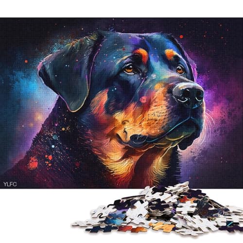 Puzzle für Erwachsene, Bunter Rottweiler, 1000 Teile, Puzzle für Erwachsene, Holzpuzzle für Erwachsene und Kinder ab 12 Jahren, Puzzle, praktisches Spiel (Größe 75 * 50 cm) von LiJianXXXB