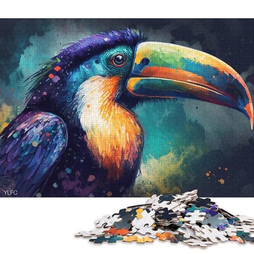 Puzzle für Erwachsene, Bunter Tukan, 1000-teiliges Puzzle, Holzpuzzle für Erwachsene und Kinder ab 12 Jahren, tolles Geschenk für Erwachsene und Kinder, 75 x 50 cm von LiJianXXXB