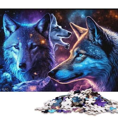 Puzzle für Erwachsene, Cosmic Art Wolf, Puzzle für Erwachsene, 1000 Teile, Holzpuzzle für Erwachsene und Familien, Spielzeug, Denkspiel (Größe 75 * 50 cm) von LiJianXXXB