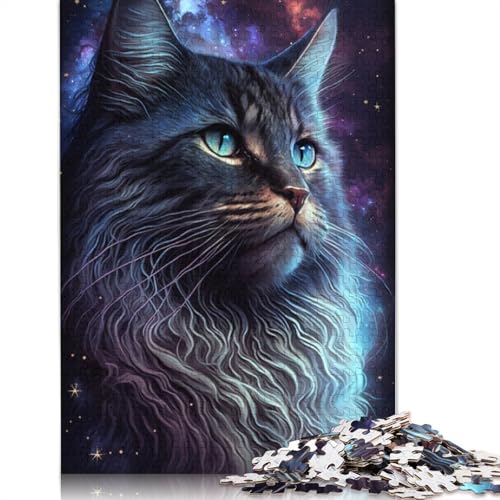 Puzzle für Erwachsene, Cosmic Maine Coon Cat, 1000 Teile, Puzzle aus Pappe für Erwachsene und Kinder ab 12 Jahren, anspruchsvolle Puzzles für Erwachsene (Größe 38 x 26 cm) von LiJianXXXB