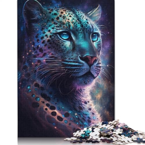 Puzzle für Erwachsene, Farbiges Galaxie-Leoparden-Puzzle, 1000-teiliges Kartonpuzzle für Erwachsene und Kinder ab 12 Jahren, für Familienspaß (Größe 38 x 26 cm) von LiJianXXXB