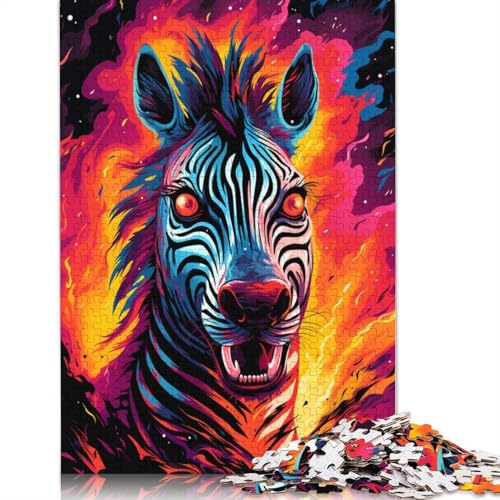 Puzzle für Erwachsene, Farbiges Zebra12, 1000 Teile, Puzzle für Erwachsene, Papppuzzle für Erwachsene und Kinder ab 12 Jahren, tolles Geschenk für Erwachsene und Kinder, Größe 38 x 26 cm von LiJianXXXB