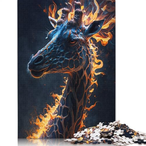 Puzzle für Erwachsene, Feuertier-Giraffe, 1000 Teile, Holzpuzzle für Erwachsene und Kinder ab 12 Jahren, Lernspielzeug, Größe: 75 x 50 cm von LiJianXXXB