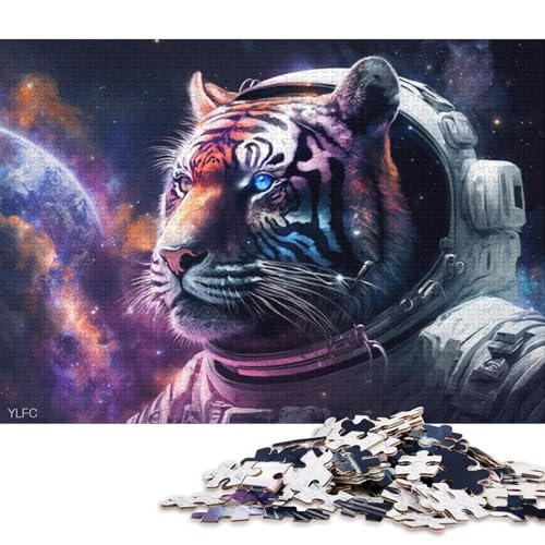 Puzzle für Erwachsene, Galaxie, Astronaut, Tiger, 1000-teiliges Puzzle für Erwachsene, Holzpuzzle für Erwachsene und Kinder, Familienaktivitätspuzzle, 75 x 50 cm von LiJianXXXB