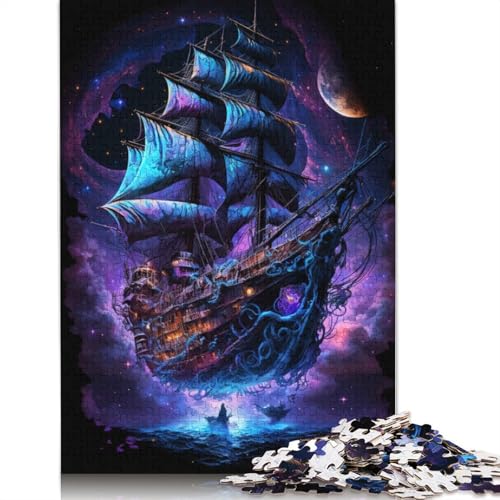 Puzzle für Erwachsene, Galaxie-Piratenschiff-Puzzle, 1000 Teile für Erwachsene, Holzpuzzle, geeignet für Kinder ab 12 Jahren, tolles Geschenk für Erwachsene (Größe 75 x 50 cm) von LiJianXXXB