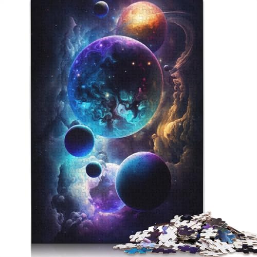 Puzzle für Erwachsene, Galaxie-Planeten, 1000-teiliges Puzzle, Holzpuzzle für Erwachsene, Geschenke, tolles Geschenk für Erwachsene, Größe: 75 x 50 cm von LiJianXXXB