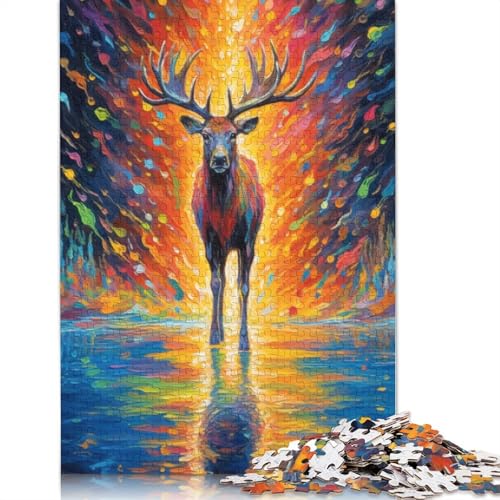 Puzzle für Erwachsene, Geschenke für Erwachsene, Bunter Hirsch, 1000-teiliges Puzzle aus Pappe, Puzzle für Erwachsene und Kinder, tolle Geschenke für Weihnachten, 38 x 26 cm von LiJianXXXB