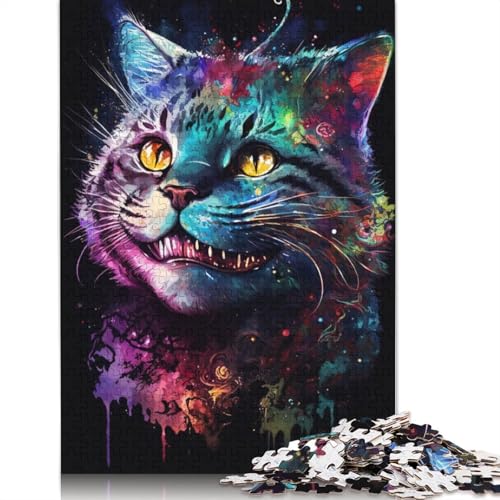 Puzzle für Erwachsene, Graffiti-Katze, 1000-teiliges Puzzle, Kartonpuzzle, Puzzle für 12-Jährige, schwierig und herausfordernd, 38 x 26 cm von LiJianXXXB