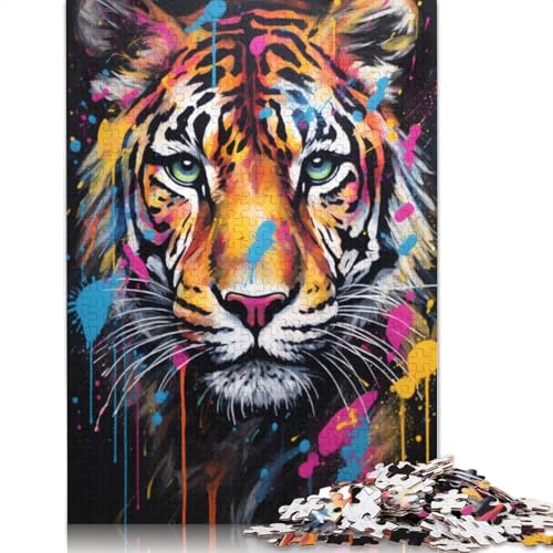 Puzzle für Erwachsene, Graffiti-Kunst, Tiger, 1000-teiliges Erwachsenenpuzzle, Papppuzzle für Erwachsene und Kinder ab 12 Jahren, Puzzle, tolles Geschenk für Erwachsene, 38 x 26 cm von LiJianXXXB