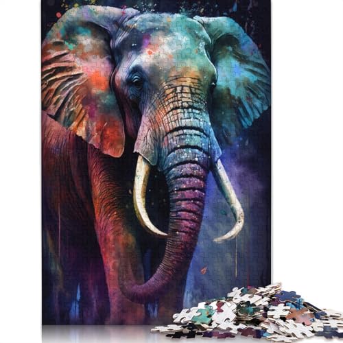 Puzzle für Erwachsene, Graffiti-Tier, Elefant, 1000 Teile, Puzzle aus Karton, geeignet für Erwachsene und Kinder über 12 Jahre, Familiendekoration, 38 x 26 cm von LiJianXXXB