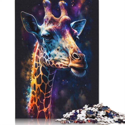 Puzzle für Erwachsene, Graffiti-Tier, Giraffe, Puzzle für Erwachsene, 1000 Teile, Holzpuzzle, geeignet für Erwachsene und Kinder über 12 Jahre, tolles Geschenk für Erwachsene, 75 x 50 cm von LiJianXXXB