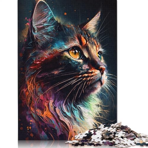 Puzzle für Erwachsene, Graffiti-Tierkätzchen, Puzzle für Erwachsene, 1000 Teile, Holzpuzzle, geeignet für Erwachsene und Kinder über 12 Jahre, tolles Geschenk für Erwachsene, 75 x 50 cm von LiJianXXXB