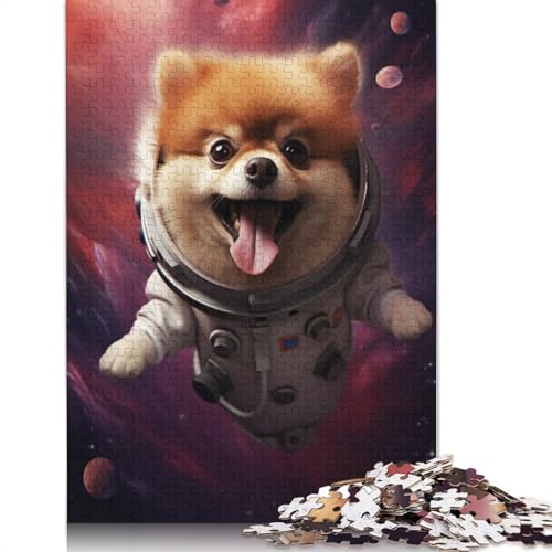 Puzzle für Erwachsene, Hund im Weltraum, 1000-teiliges Holzpuzzle für Erwachsene und Kinder ab 12 Jahren, schwierig und herausfordernd, Größe 75 x 50 cm von LiJianXXXB