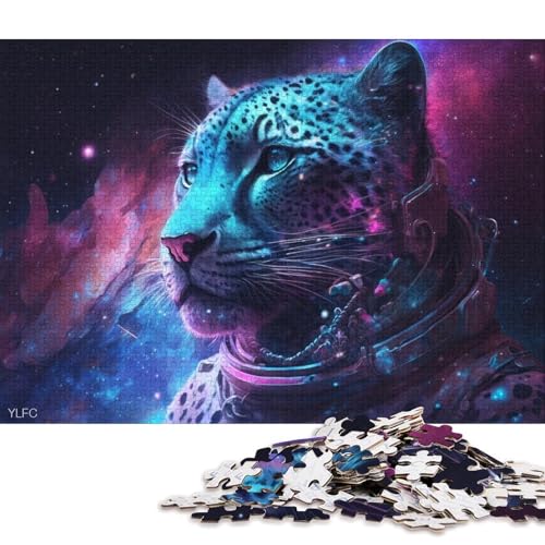 Puzzle für Erwachsene, Kosmischer Astronautenleopard, 1000-teiliges Puzzle, Holzpuzzle, geeignet für Erwachsene und Kinder ab 12 Jahren, lustige Puzzlespiele, 75 x 50 cm von LiJianXXXB