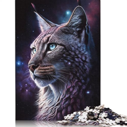 Puzzle für Erwachsene, Luchs, Tier-Galaxie, 1000 Teile, Puzzle aus Pappe für Erwachsene und Kinder ab 12 Jahren, anspruchsvolle Puzzles für Erwachsene (Größe 38 x 26 cm) von LiJianXXXB