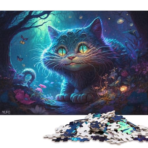 Puzzle für Erwachsene, Magische psychedelische Katze, 1000-teiliges Puzzle, Holzpuzzle für Erwachsene und Kinder ab 12 Jahren, pädagogisches Stressabbau-Spielzeug, Puzzle 75 x 50 cm von LiJianXXXB