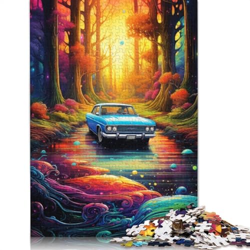 Puzzle für Erwachsene, Neonauto in der Natur, 1000-teiliges Puzzle, Holzpuzzle, geeignet für Erwachsene, Spielzeug, Wanddekoration, 75 x 50 cm von LiJianXXXB