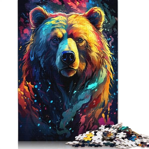 Puzzle für Erwachsene, Psychedelisches, buntes Bären-Puzzle, 1000 Teile, Papppuzzle für Erwachsene und Kinder ab 12 Jahren, schwierig und herausfordernd, Größe 38 x 26 cm von LiJianXXXB