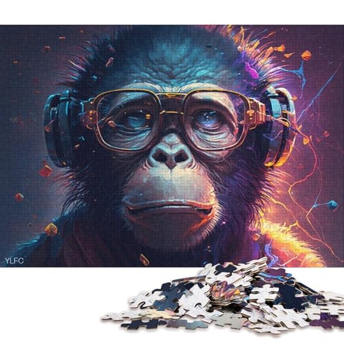 Puzzle für Erwachsene, Puzzle AFFE mit Brille, 1000 Teile, Puzzle für Erwachsene, Holzpuzzle für Erwachsene und Kinder, anspruchsvolles Spiel, 75 x 50 cm von LiJianXXXB